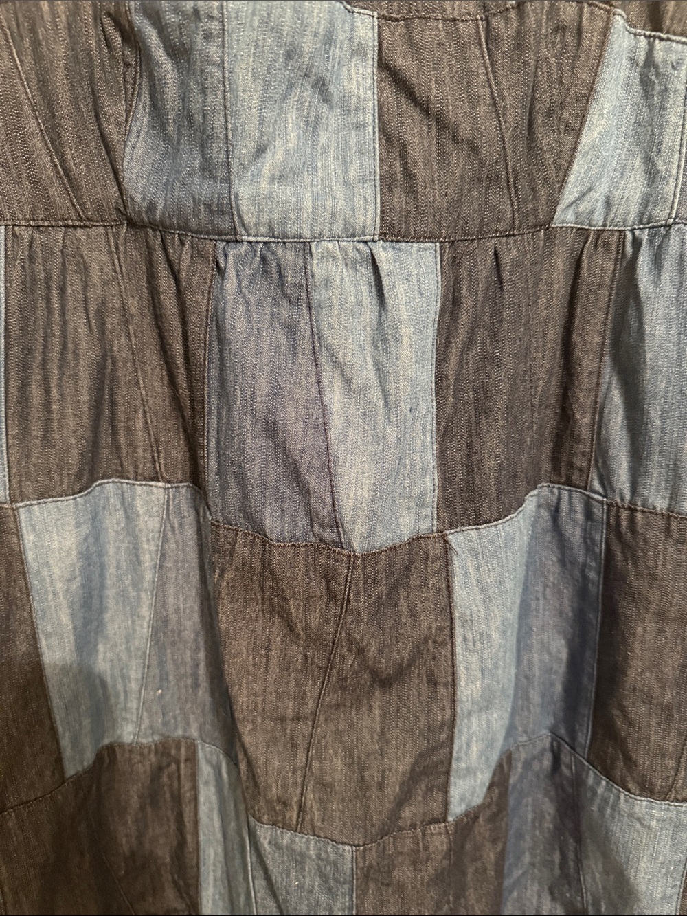Stetson Vintage' Patchwork Denim Sundress in Light Blue and Dark Blue - Picture 2 of 5